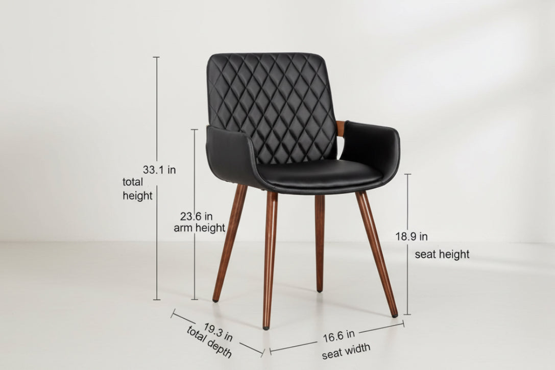 Hardy Haus Mid Century Modern Faux Leather Dining Chairs Set of 2 – Black
