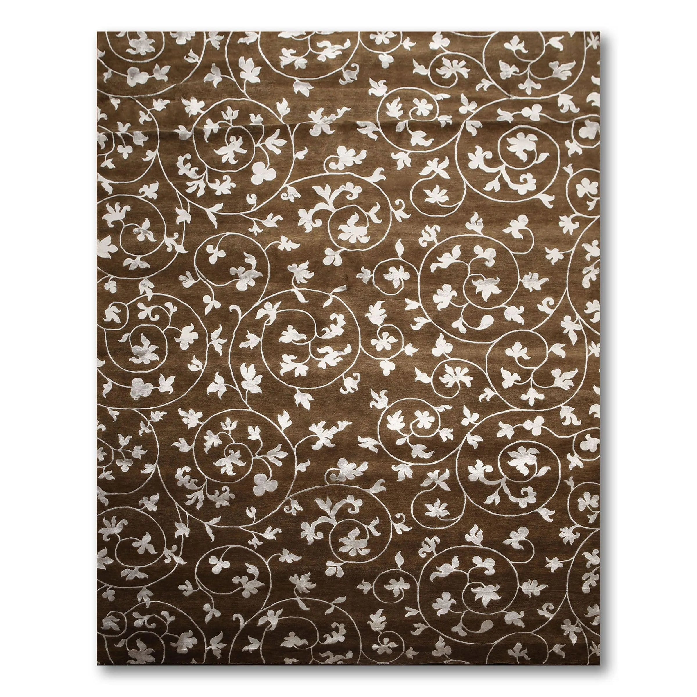 Brown fabric with white floral pattern