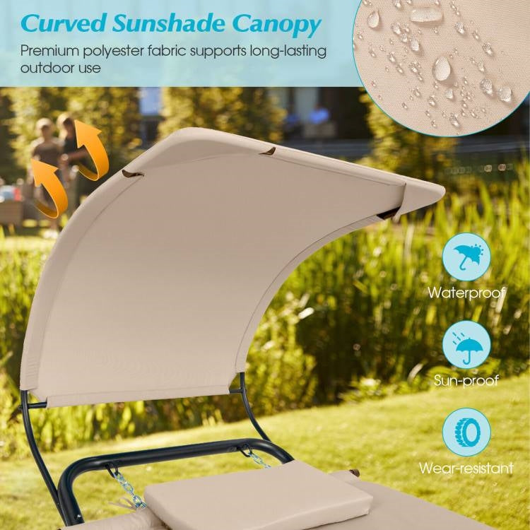 Hardy Haus Outdoor Tan Hammock Style Chaise Lounge Chair