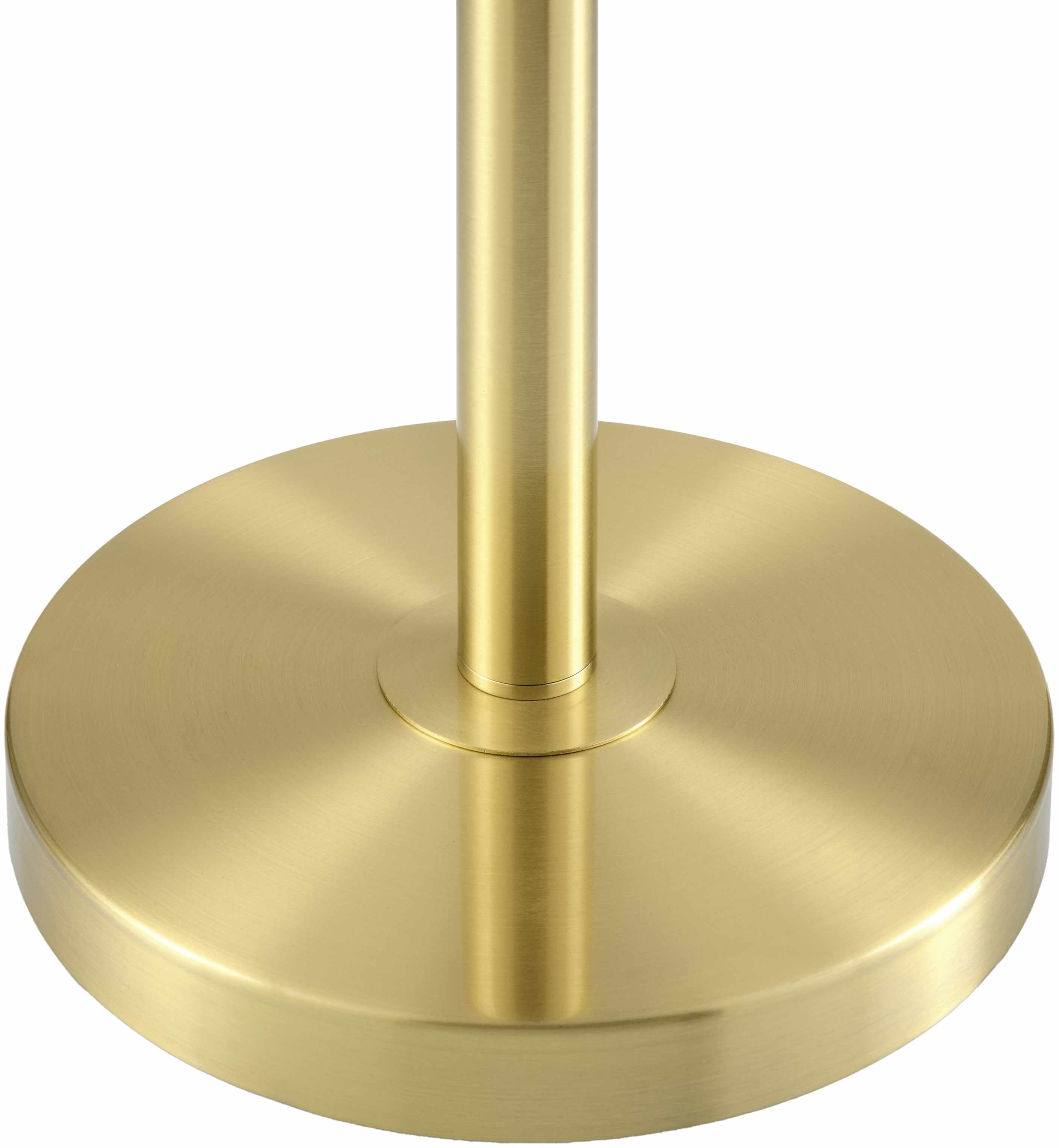 Gold metal stand with round base on a white background