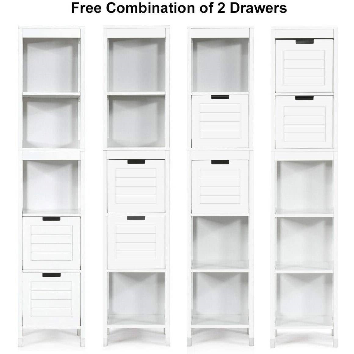 White storage unit with multiple compartments and drawers on a white background