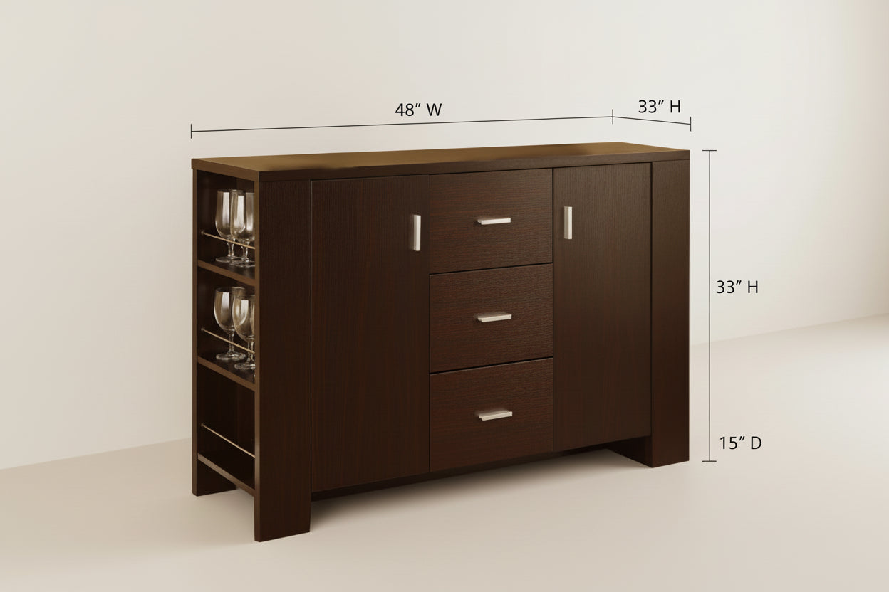 Modern Dining Buffet Sideboard Server in Cappuccino Finish-2