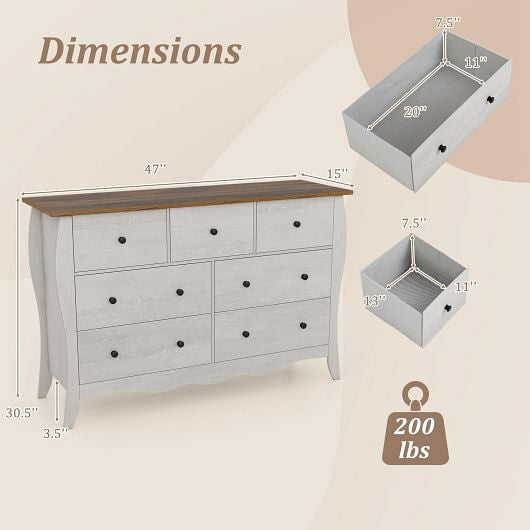 Closet Storage Organizer with 7 Folding Fabric Drawers-Gray