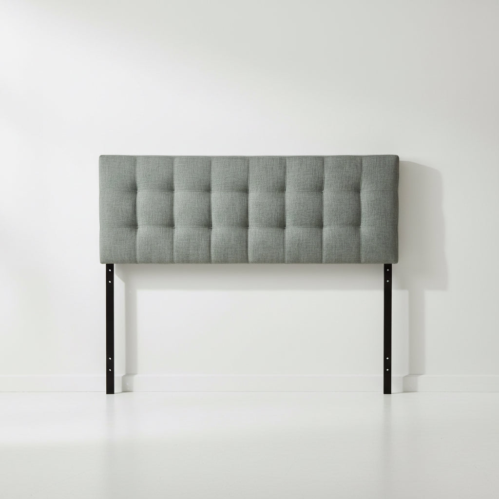 King size Grey Fabric Modern Button-Tufted Upholstered Headboard-0