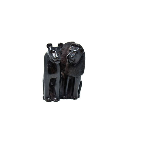 Black panther figurine on a white background