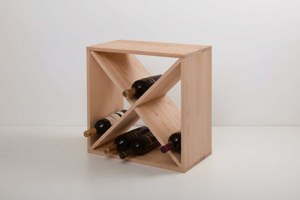 24 Bottle Solid Wood Stackable Modular Wine Rack-0