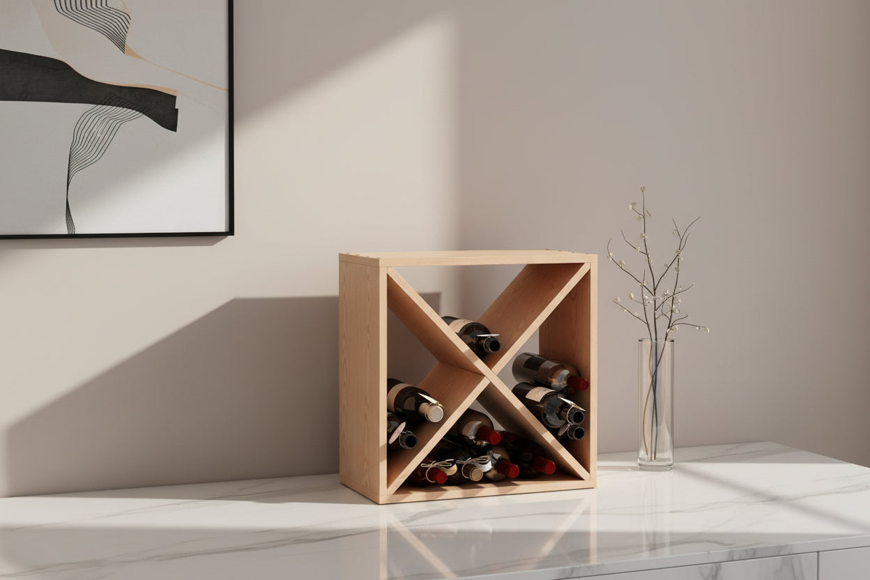 24 Bottle Solid Wood Stackable Modular Wine Rack-3