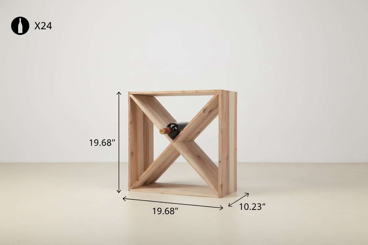 24 Bottle Solid Wood Stackable Modular Wine Rack-4