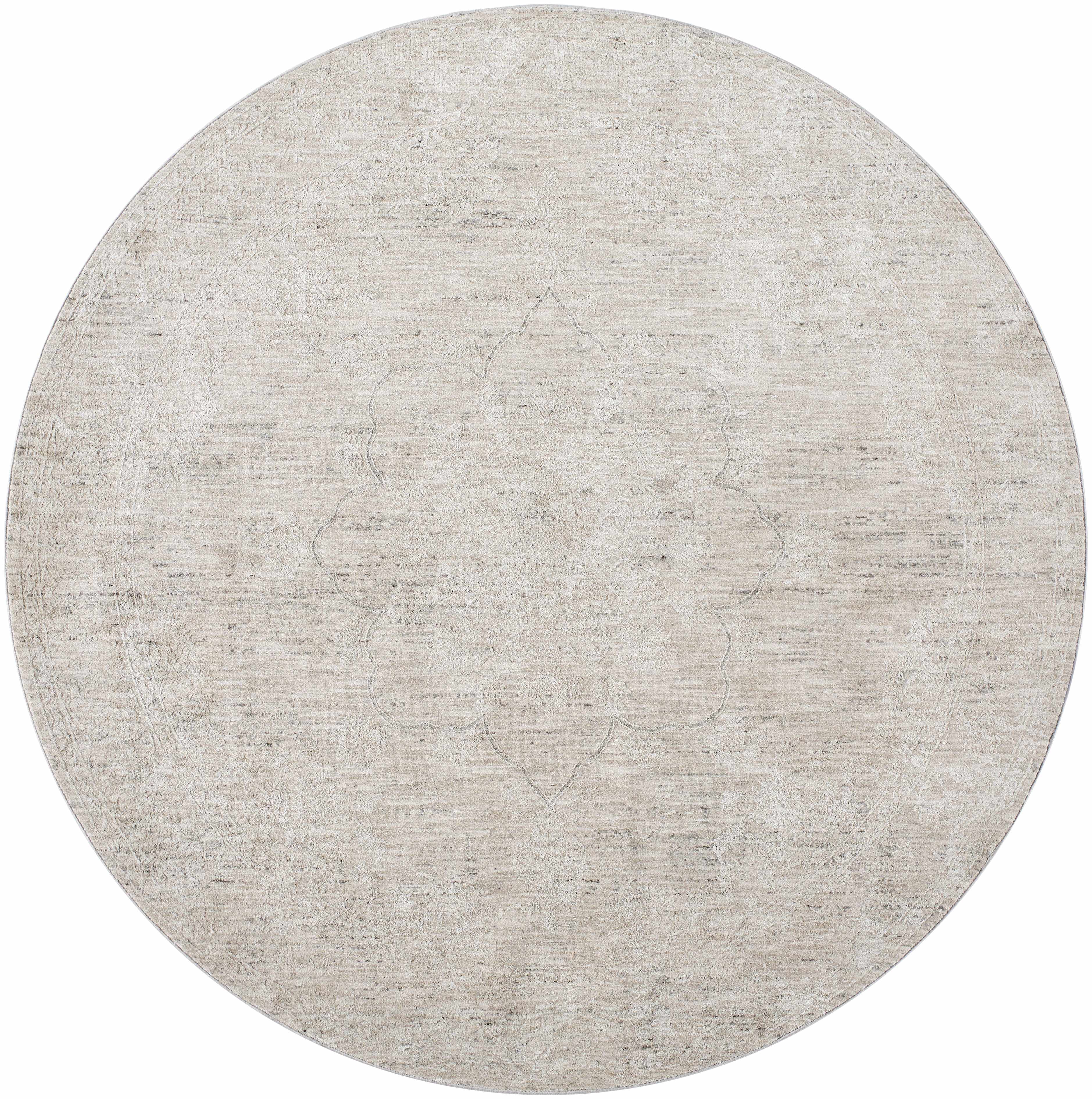 Round beige rug on a white background