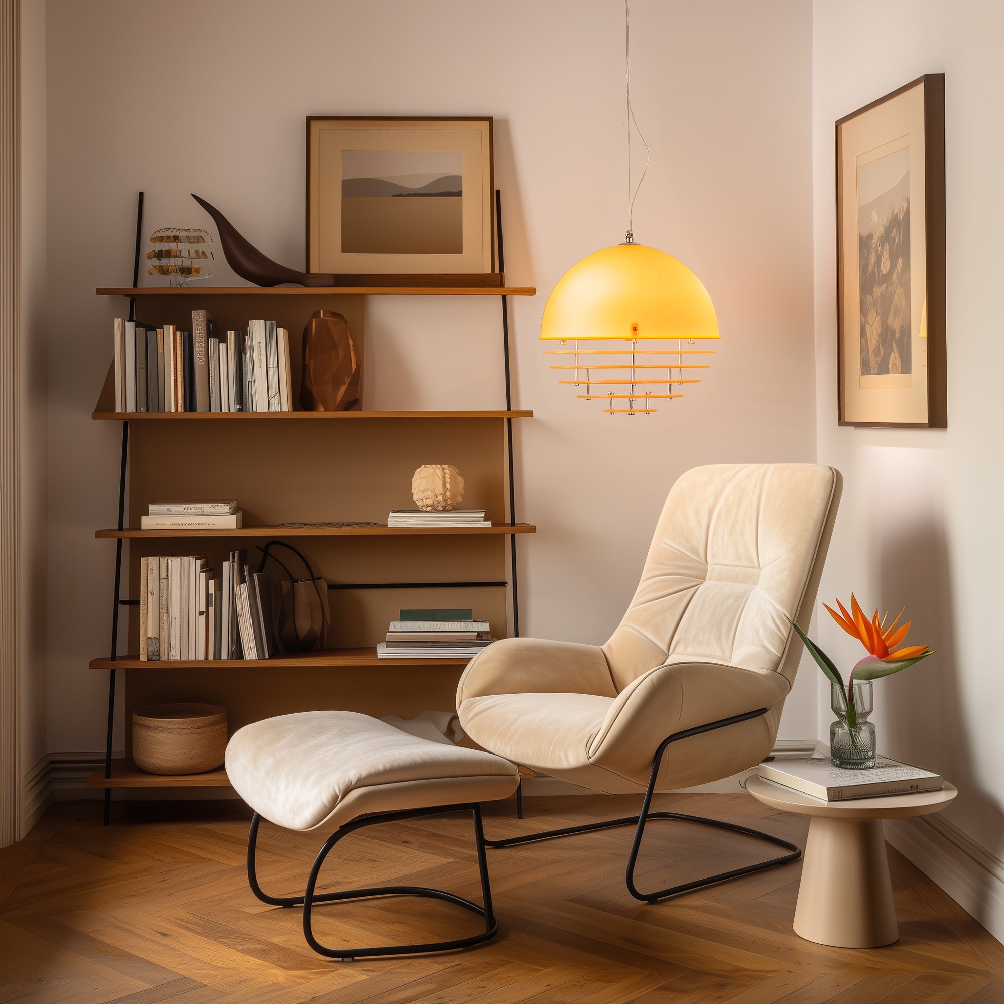 Sunrise Glow Pendant Light, Modern Dome Ceiling Lamp with Layered Metal Design-4