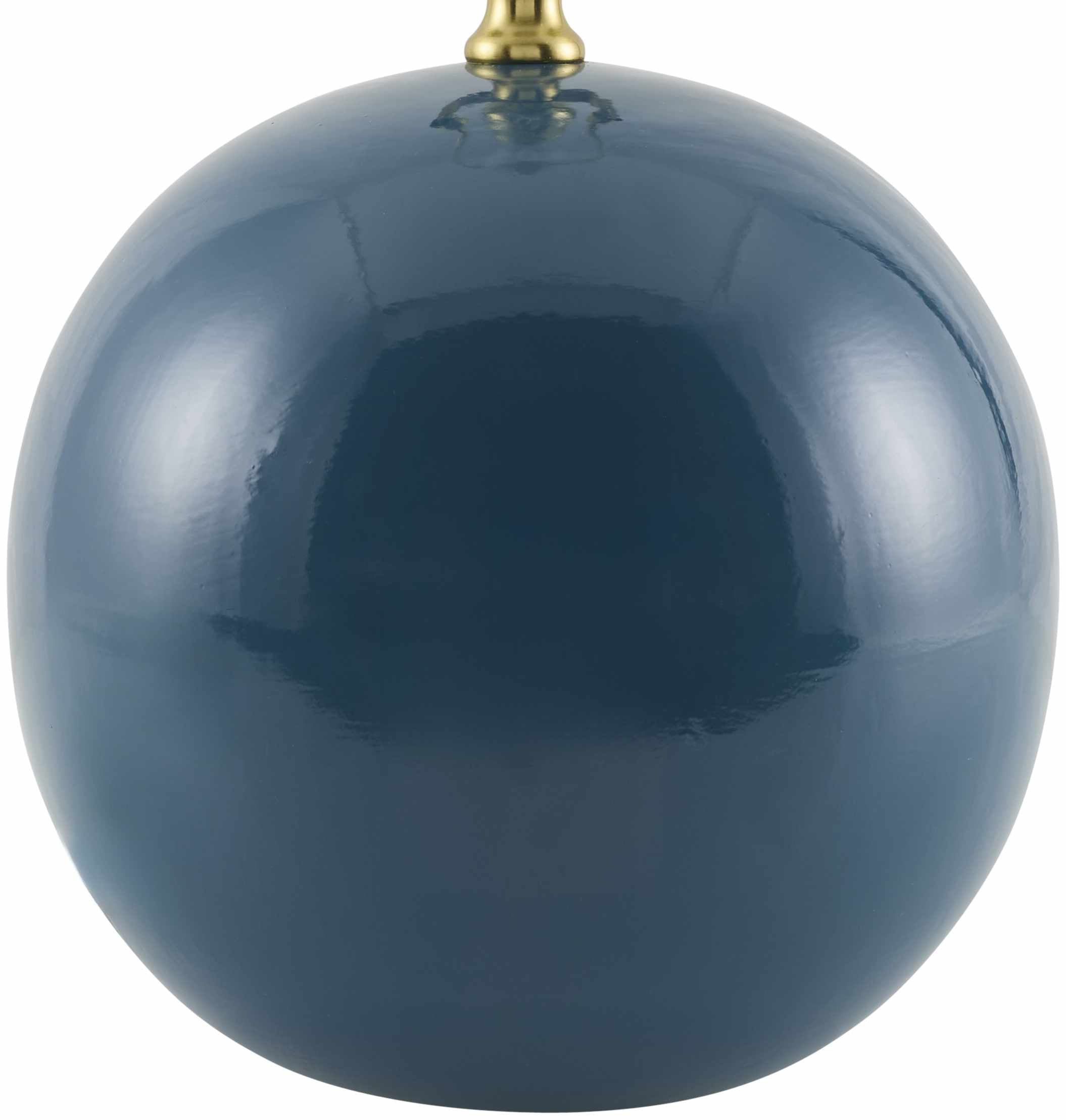 Table lamp with a dark base and beige pleated shade on a white background