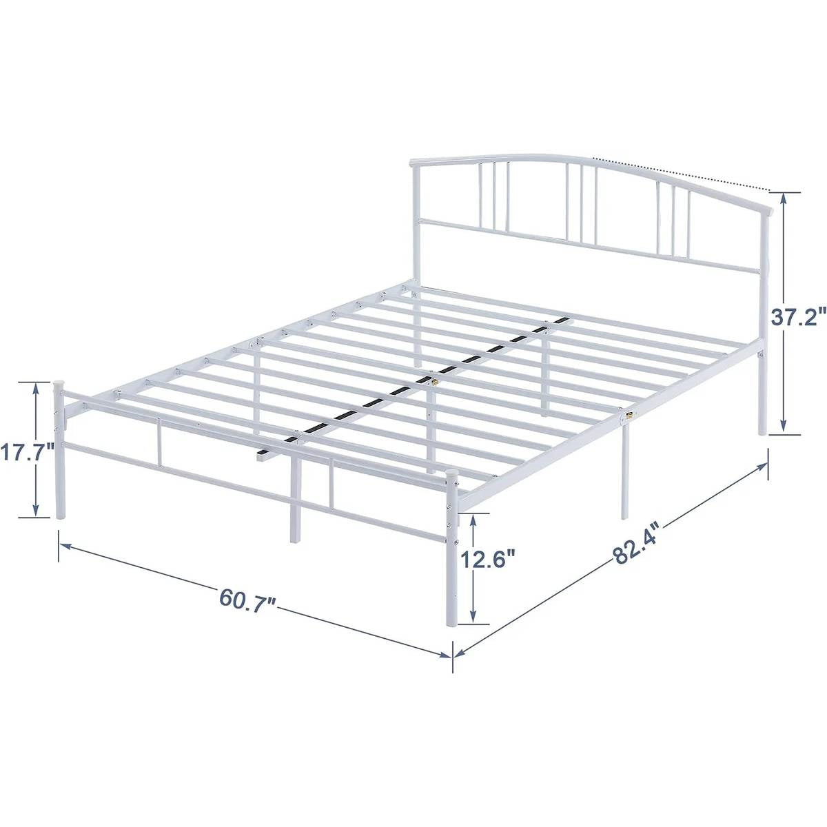 Queen size White Metal Platform Bed Frame with Arched Headboard-4