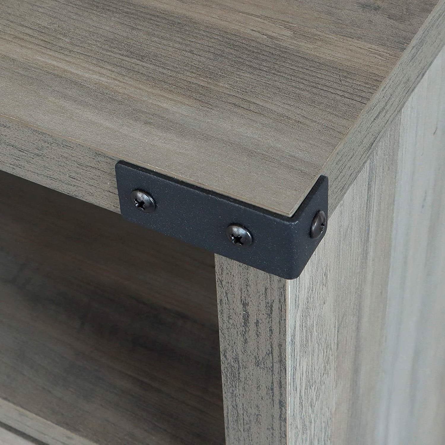 Wooden furniture corner with metal bracket