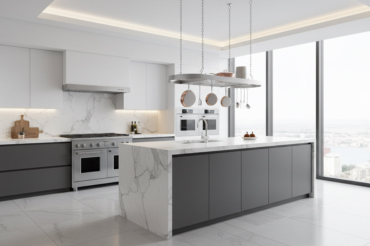 Heavy Duty Carbon Steel Ceiling Mount Kitchen Pot Rack with 16 Hanging Hooks-1