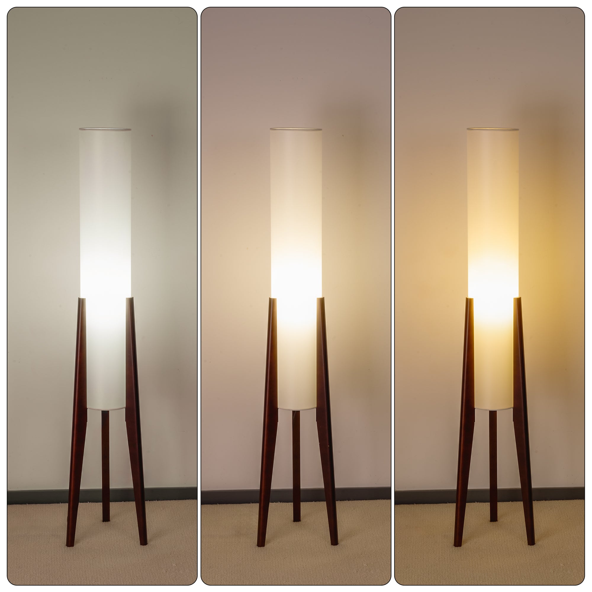 Floor Lamp with Wooden Tripod Legs