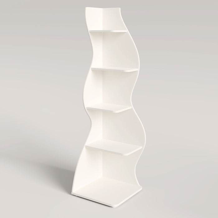 Wavy white shelf with decorative items