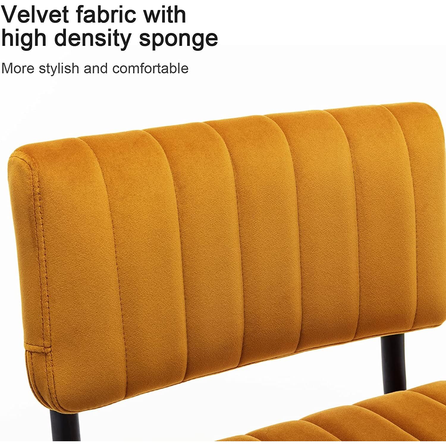 Mustard yellow headboard with high density sponge padding on a white background