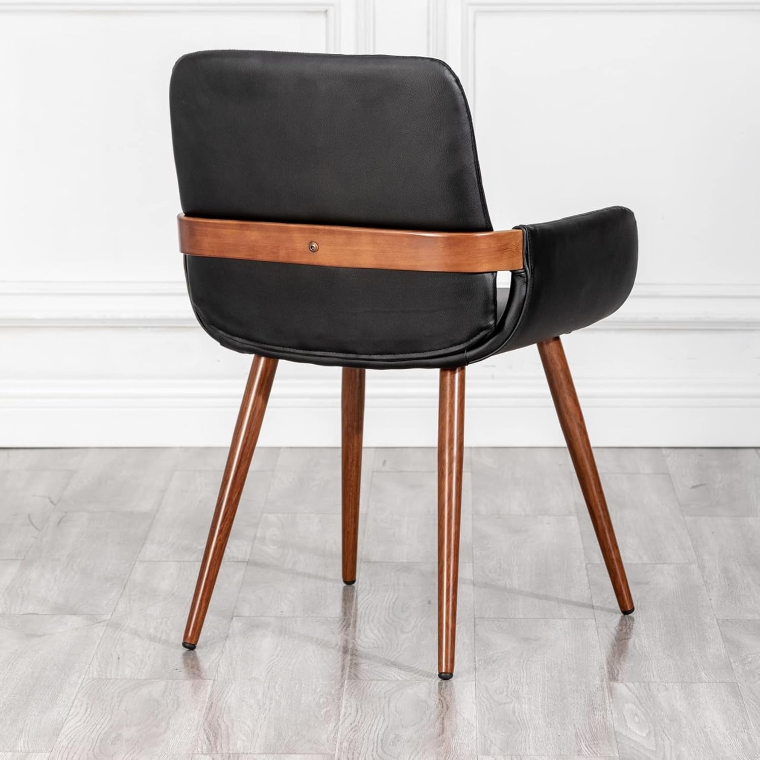 Hardy Haus Mid Century Modern Faux Leather Dining Chairs Set of 2 – Black
