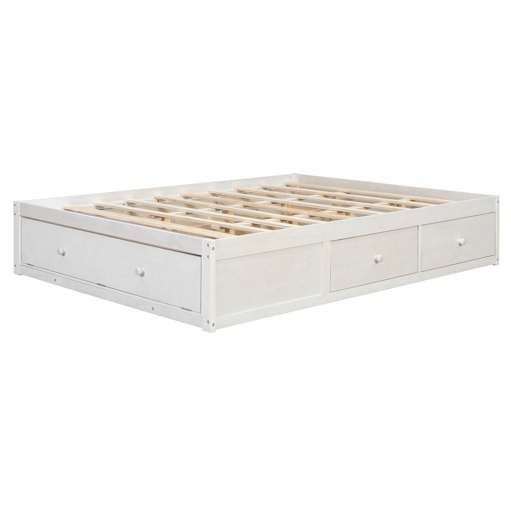 Platform Bed Frame with 4 Storage Drawers and Hydraulic Lift Footboard