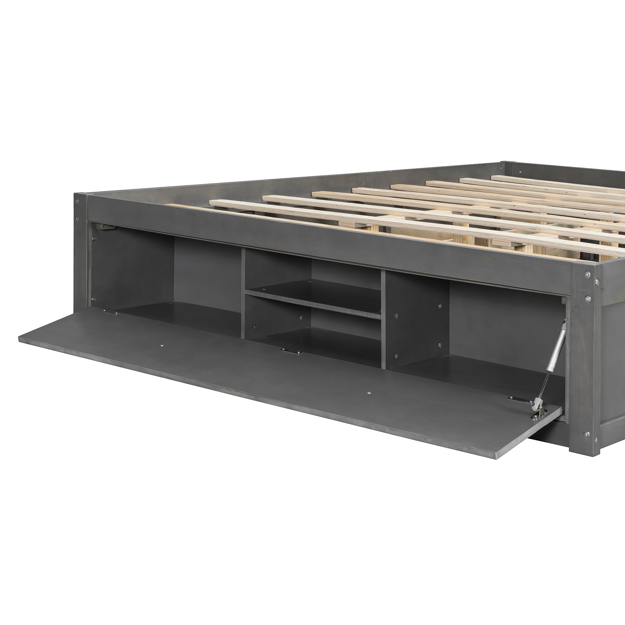 Platform Bed Frame with 4 Storage Drawers and Hydraulic Lift Footboard
