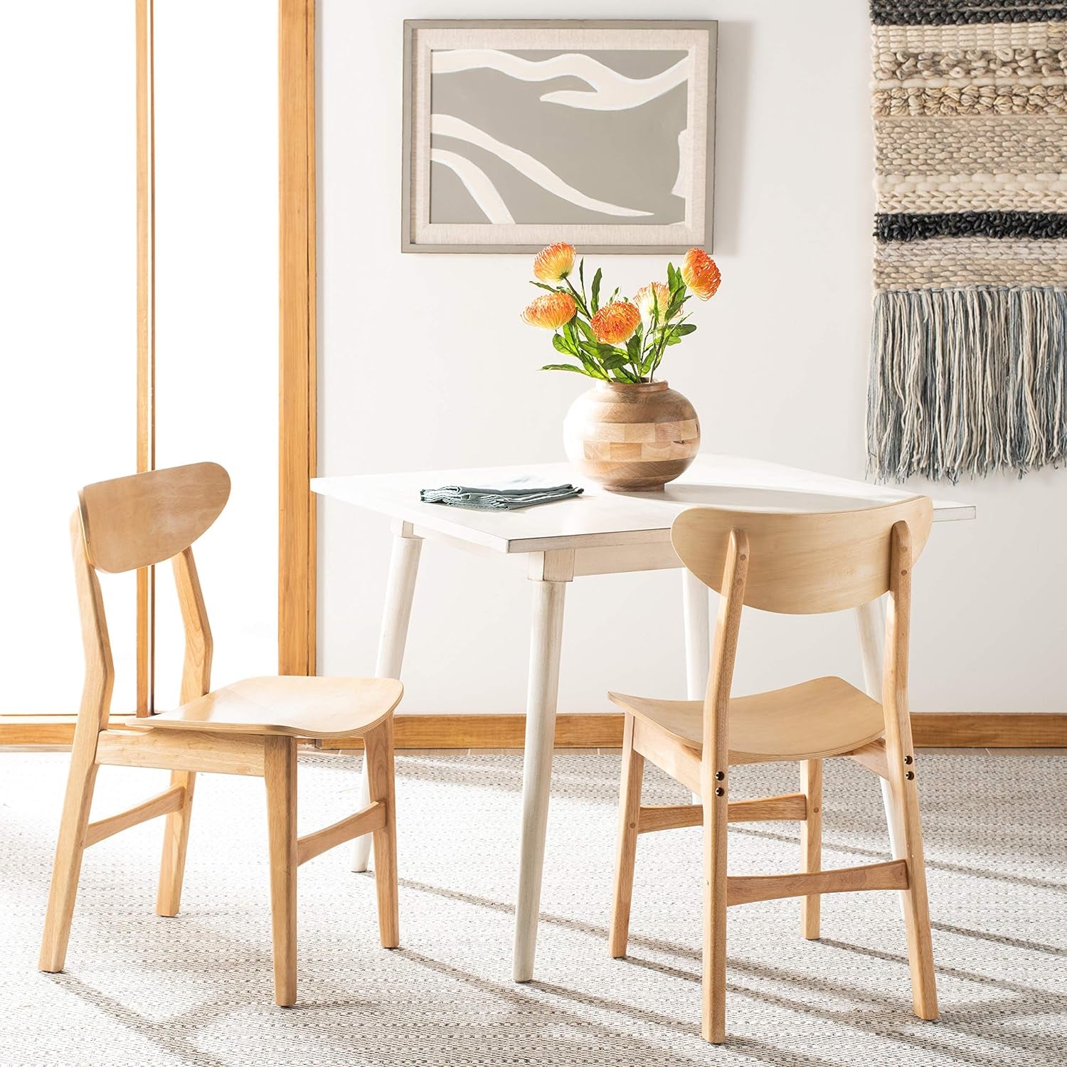 Hardy Haus Dining Chairs Set Natural Wood Mid Century Retro – 2 Chairs