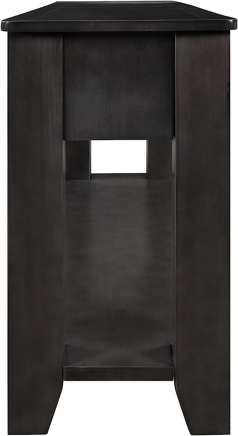 Black Console Table 55In Wide With 3 Drawers And Shelf
