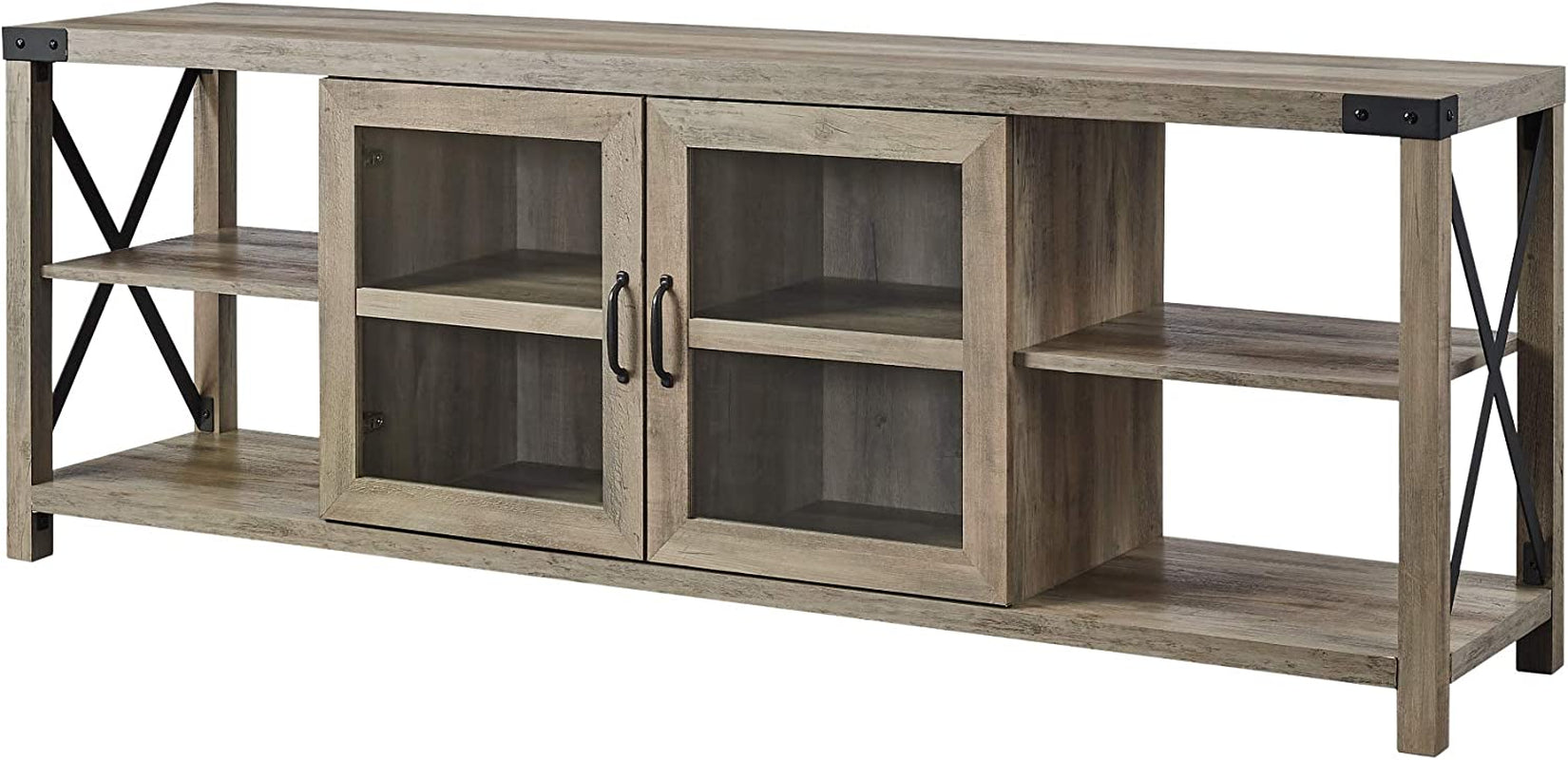 Rustic Modern 70 Inch TV Console With Open Shelves