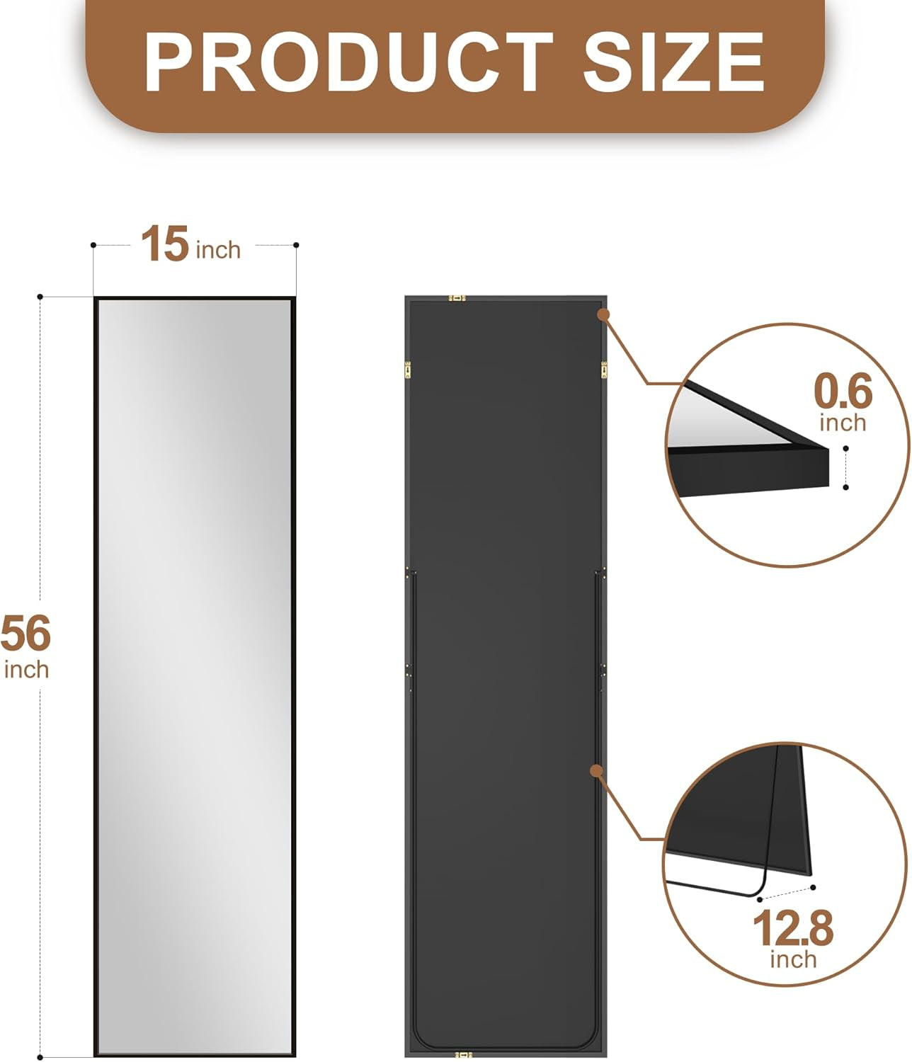 Product dimensions and features shown on a white background