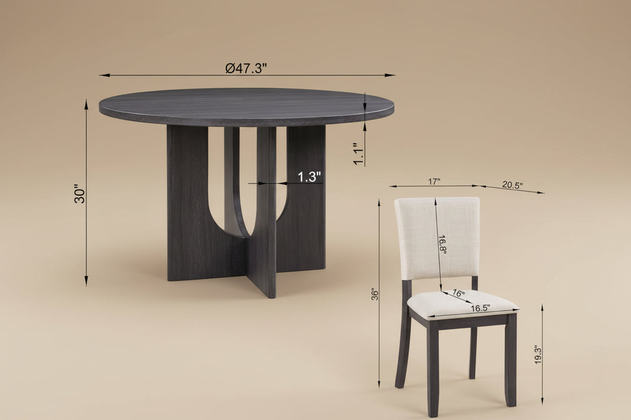 Round table with dimensions labeled on a white background
