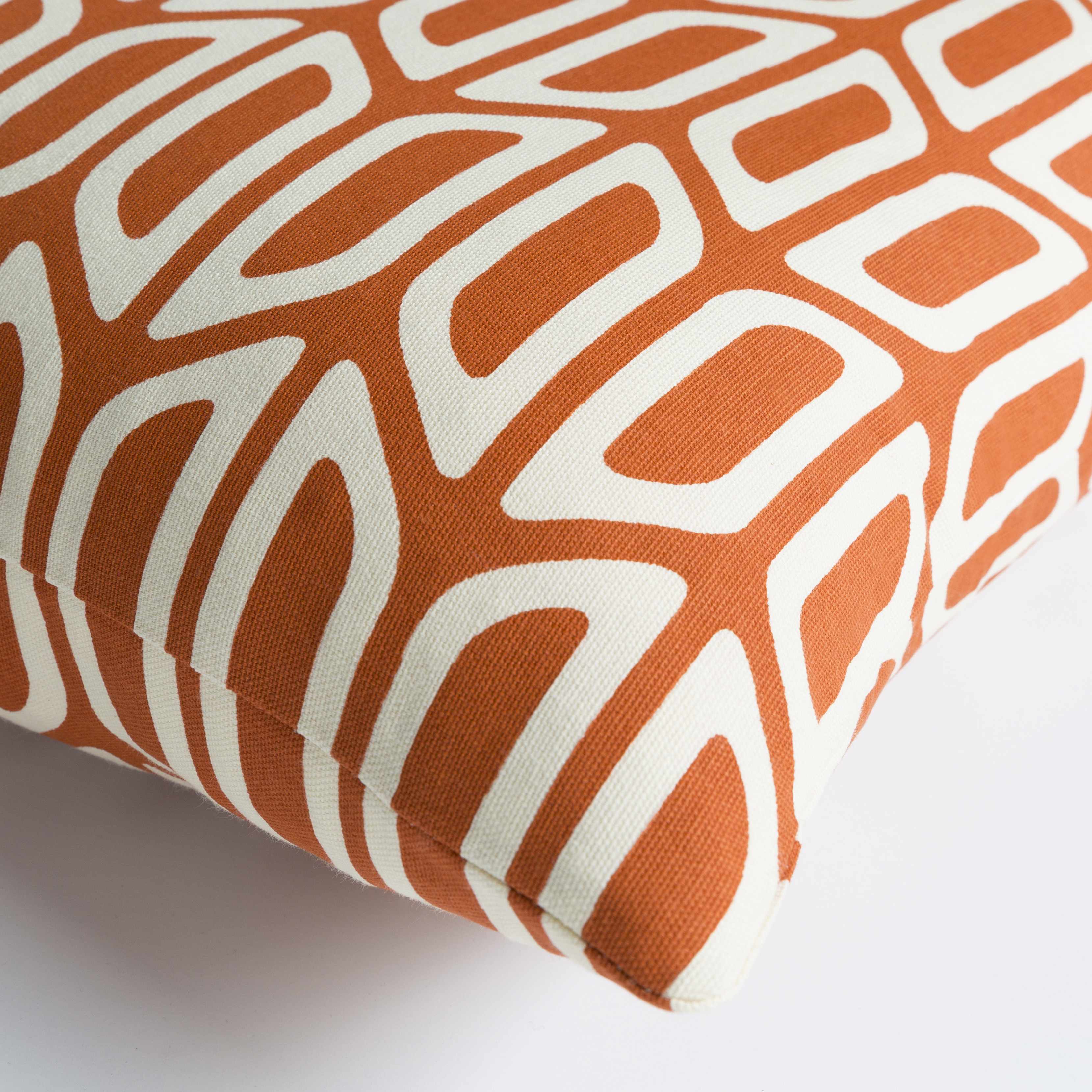 Close-up of orange and white patterned fabric