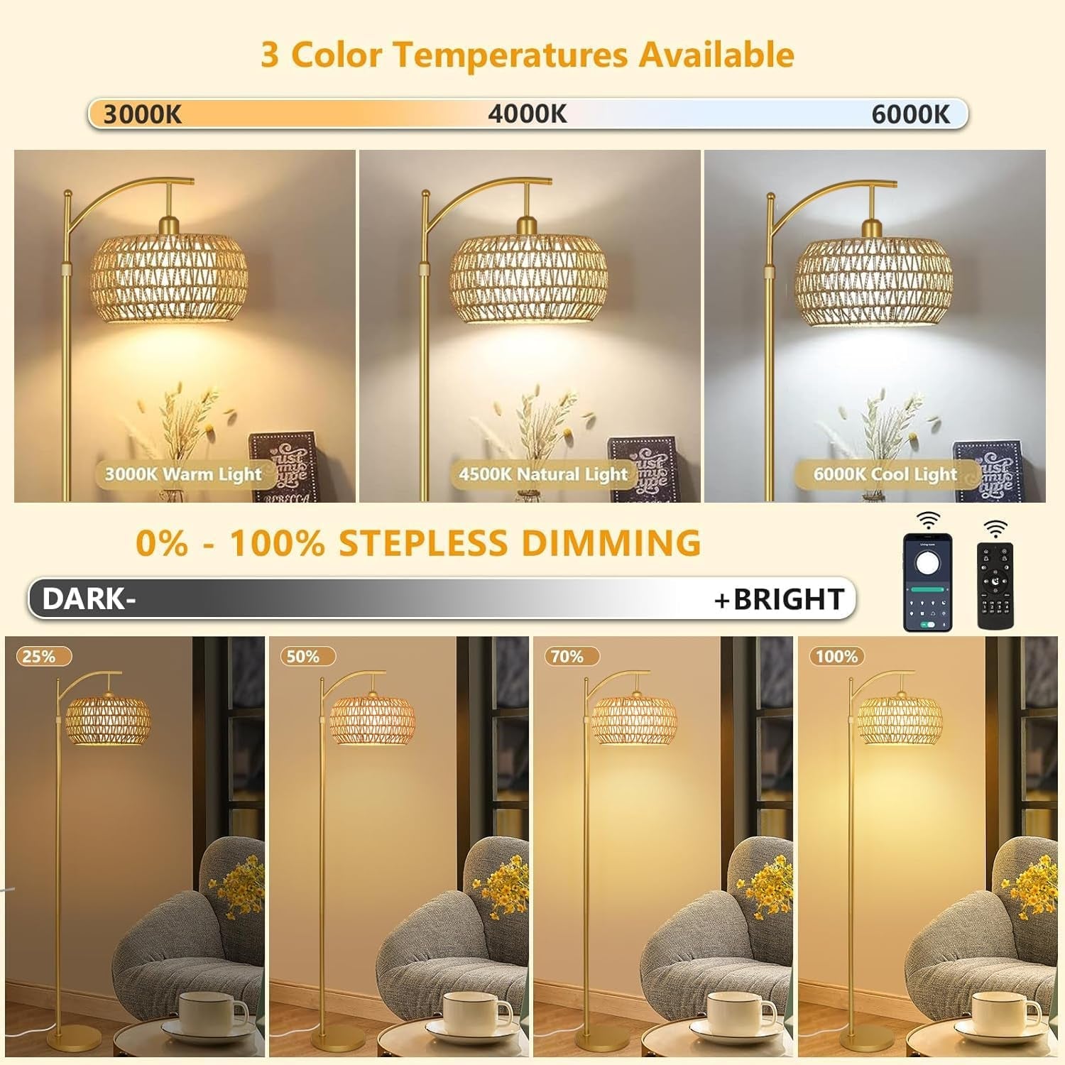 Floor Lamp Remote Dimmable