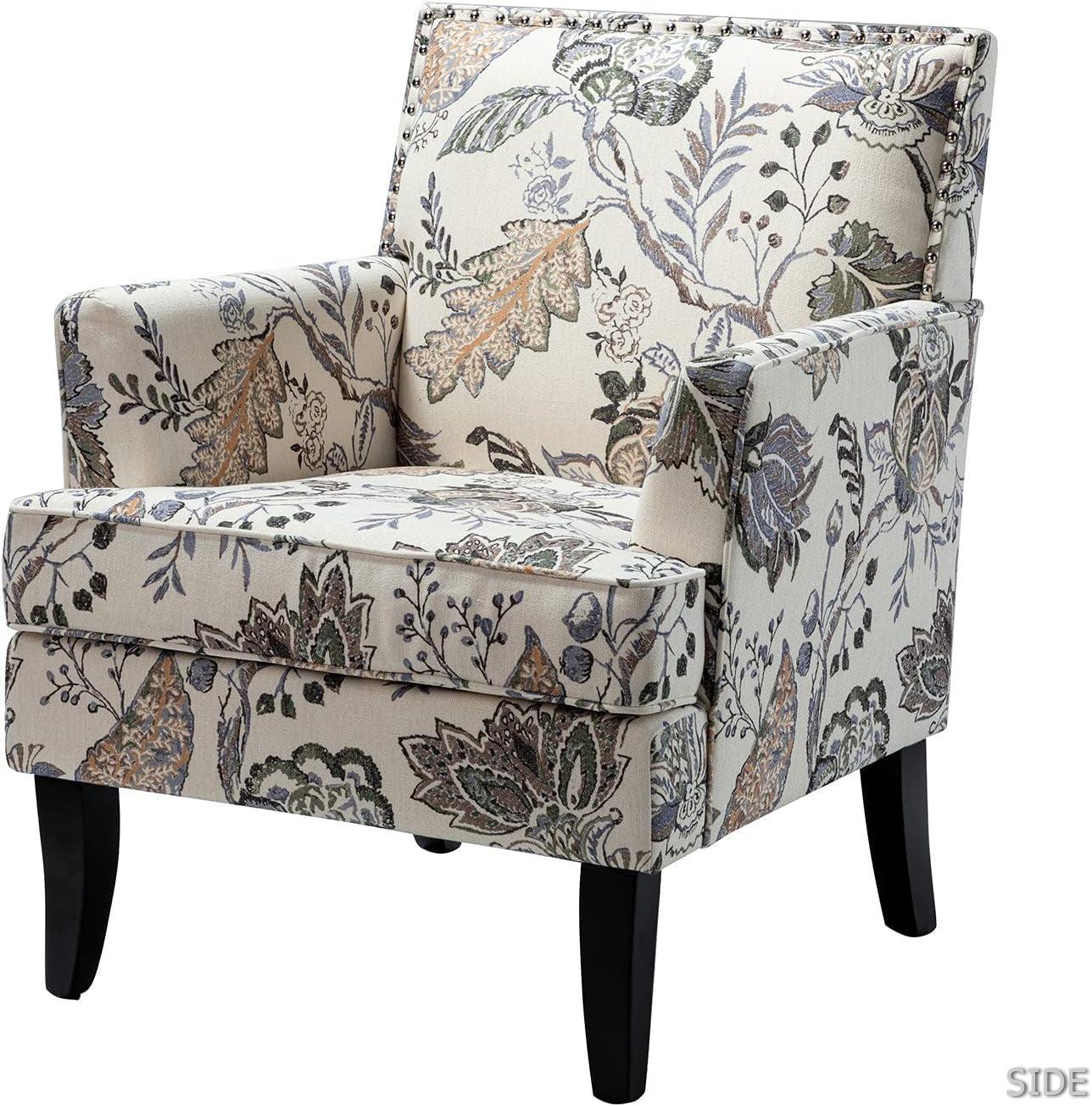 Floral patterned armchair on a white background