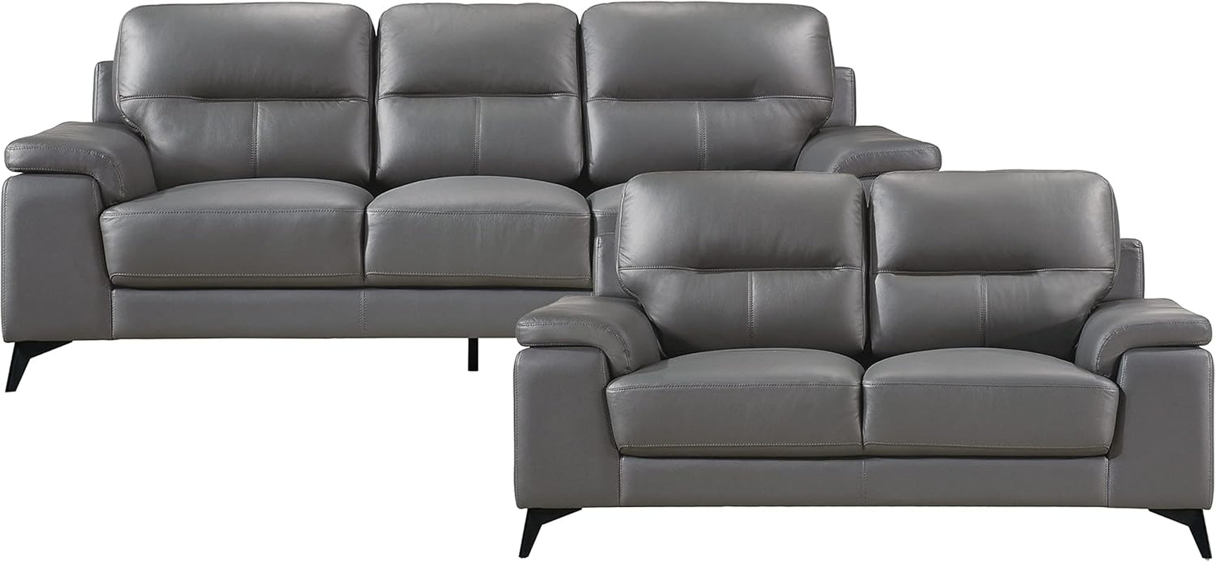 Gray leather sofa set on a white background