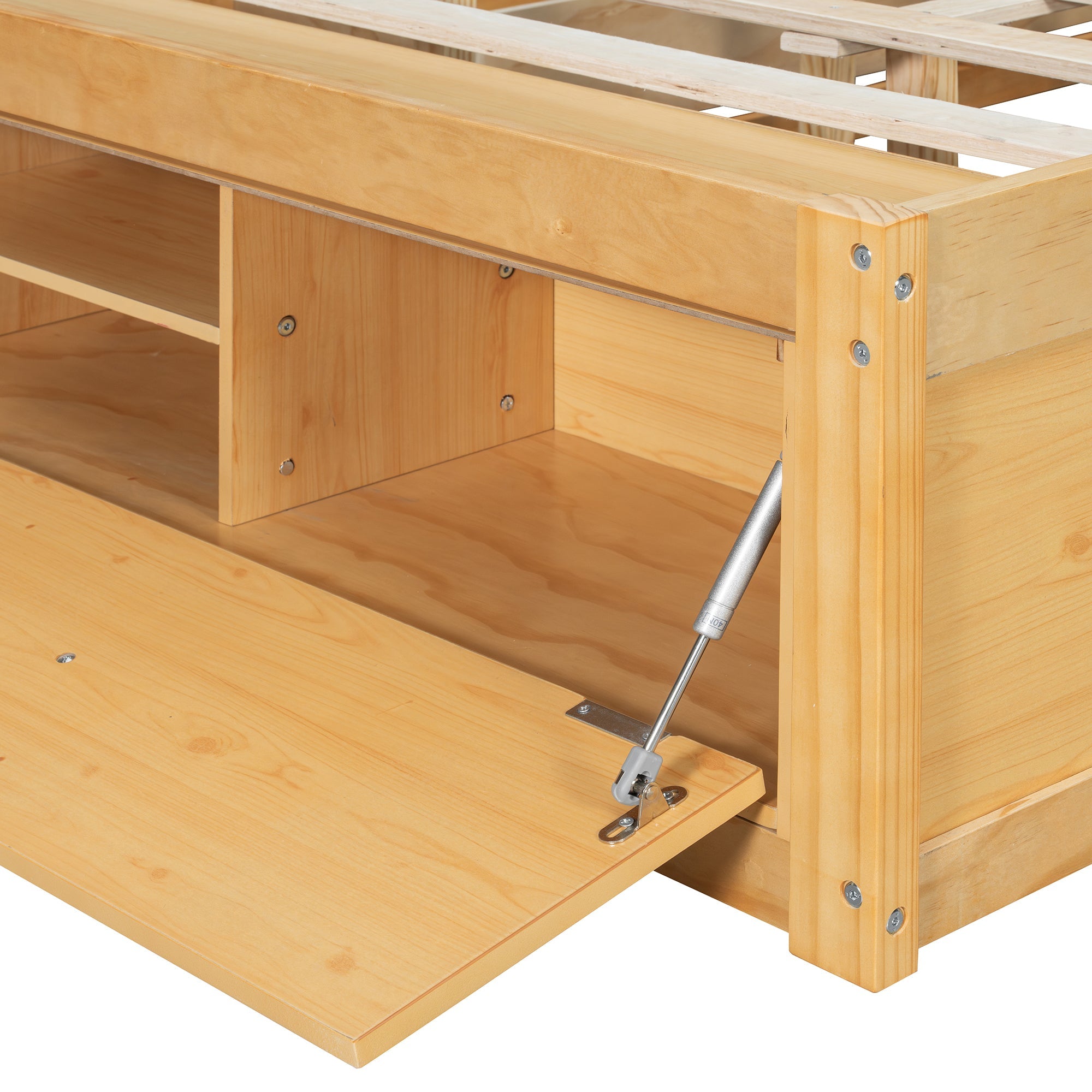 Platform Bed Frame with 4 Storage Drawers and Hydraulic Lift Footboard