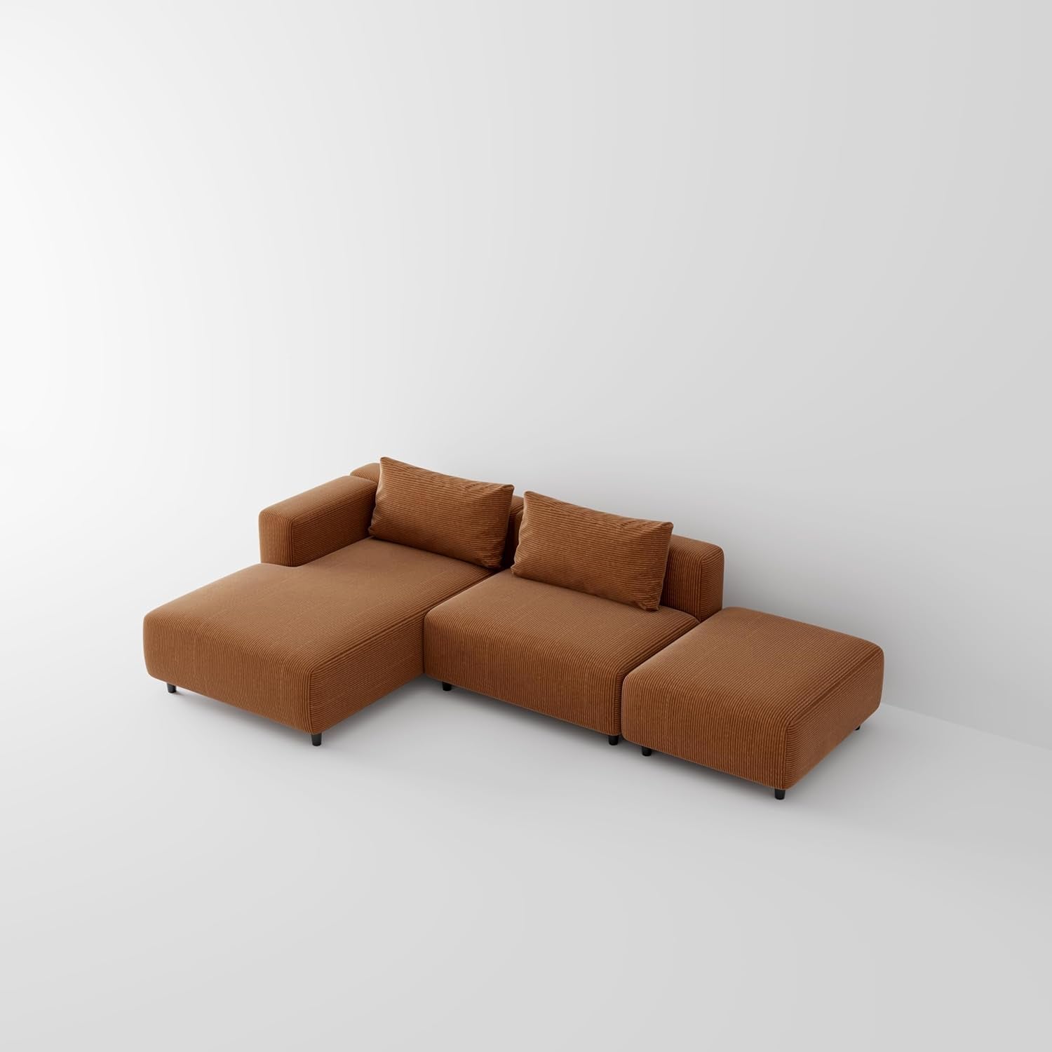 Brown sectional sofa on a white background