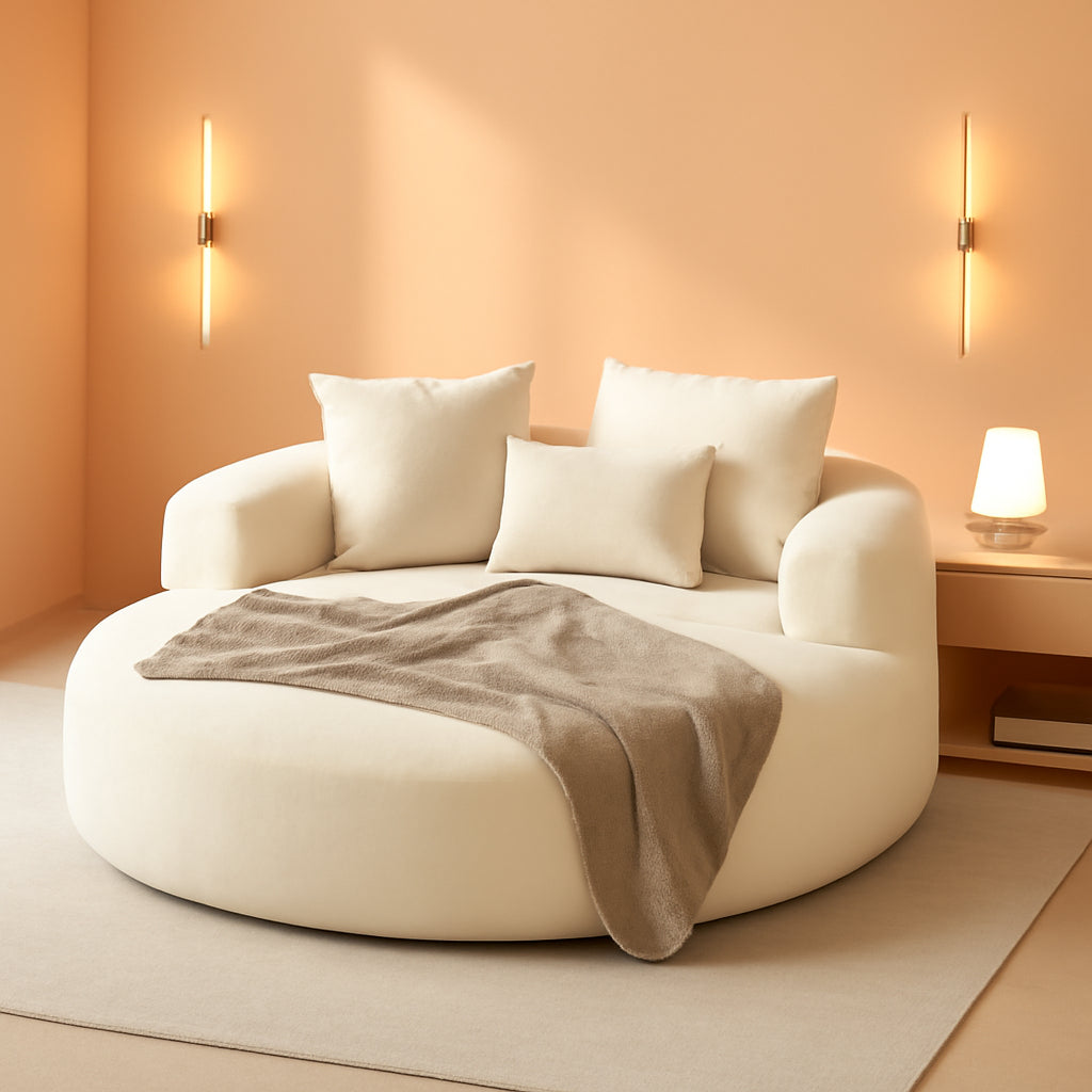 Beige 71Inch Convertible Sleeper Sofa Bed Upholstered-0