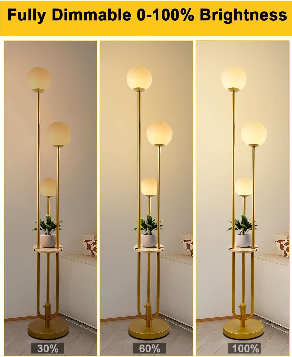 Gold Globe Floor Lamp 63-Inch