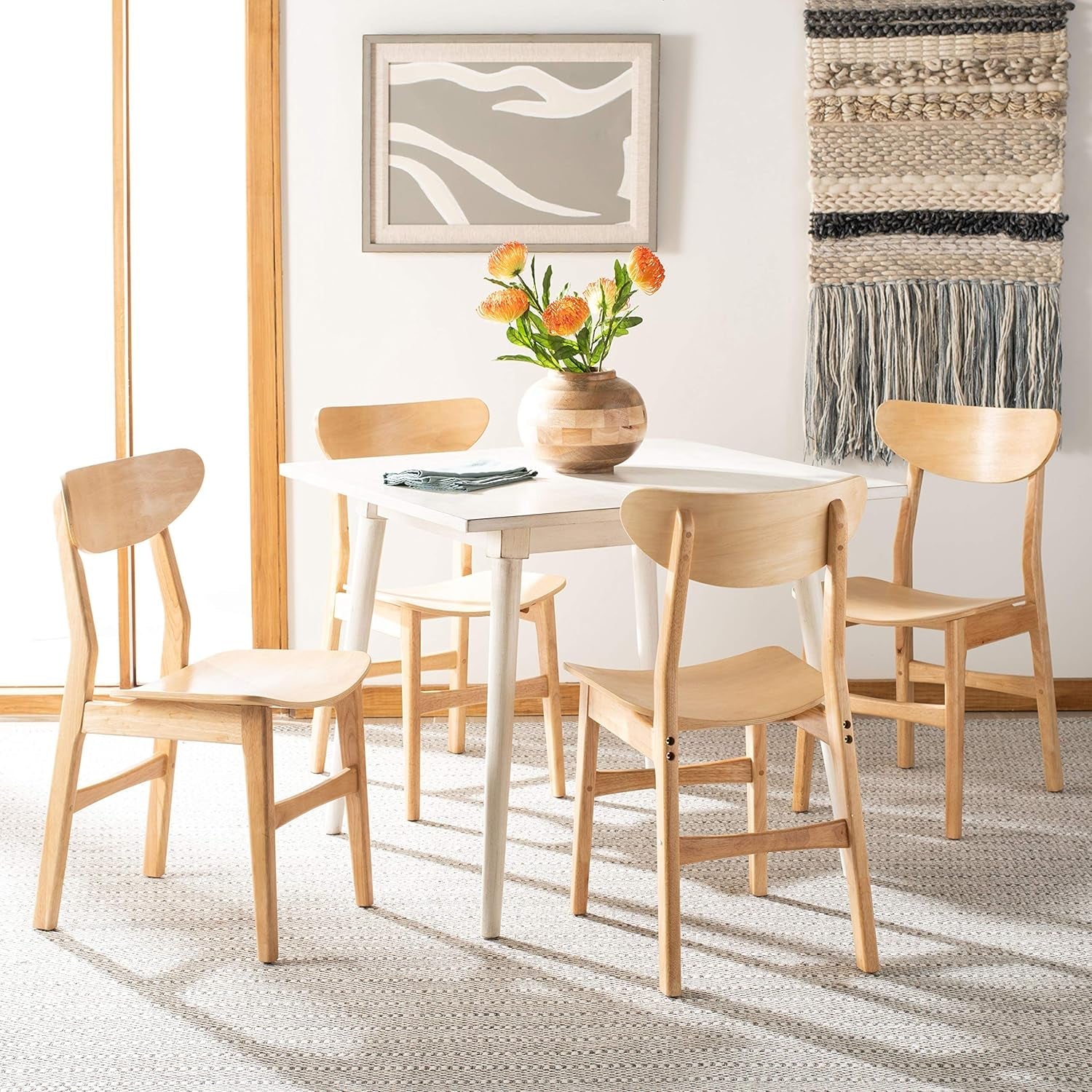 Hardy Haus Dining Chairs Set Natural Wood Mid Century Retro – 2 Chairs