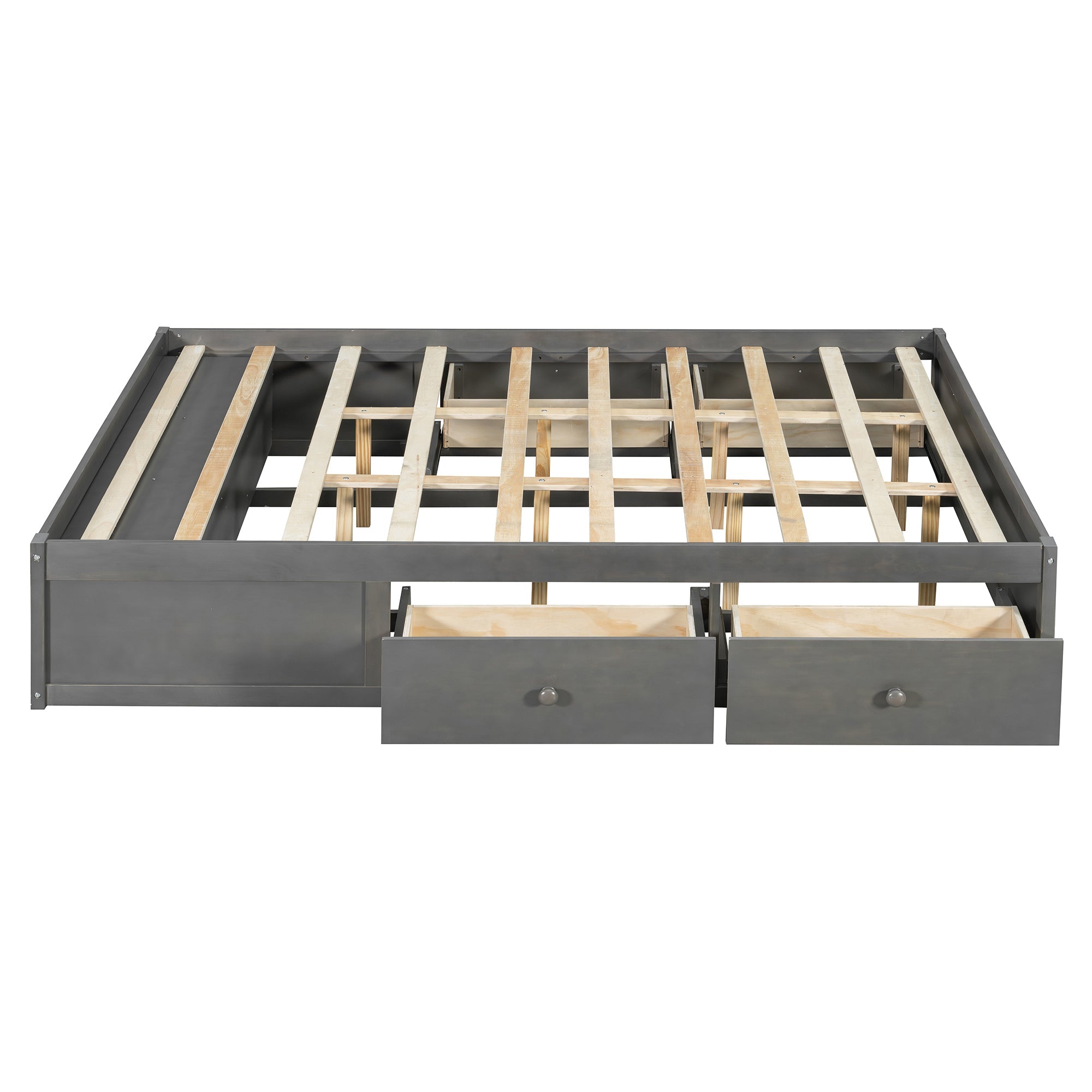 Platform Bed Frame with 4 Storage Drawers and Hydraulic Lift Footboard