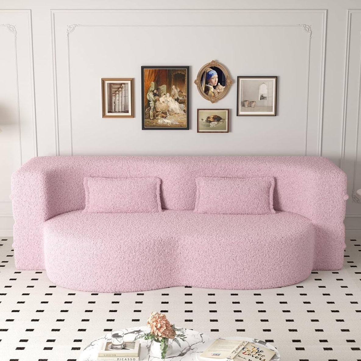Powder Pink Ultra Comfort Contemporary Foldable Sleeper Sofa-1