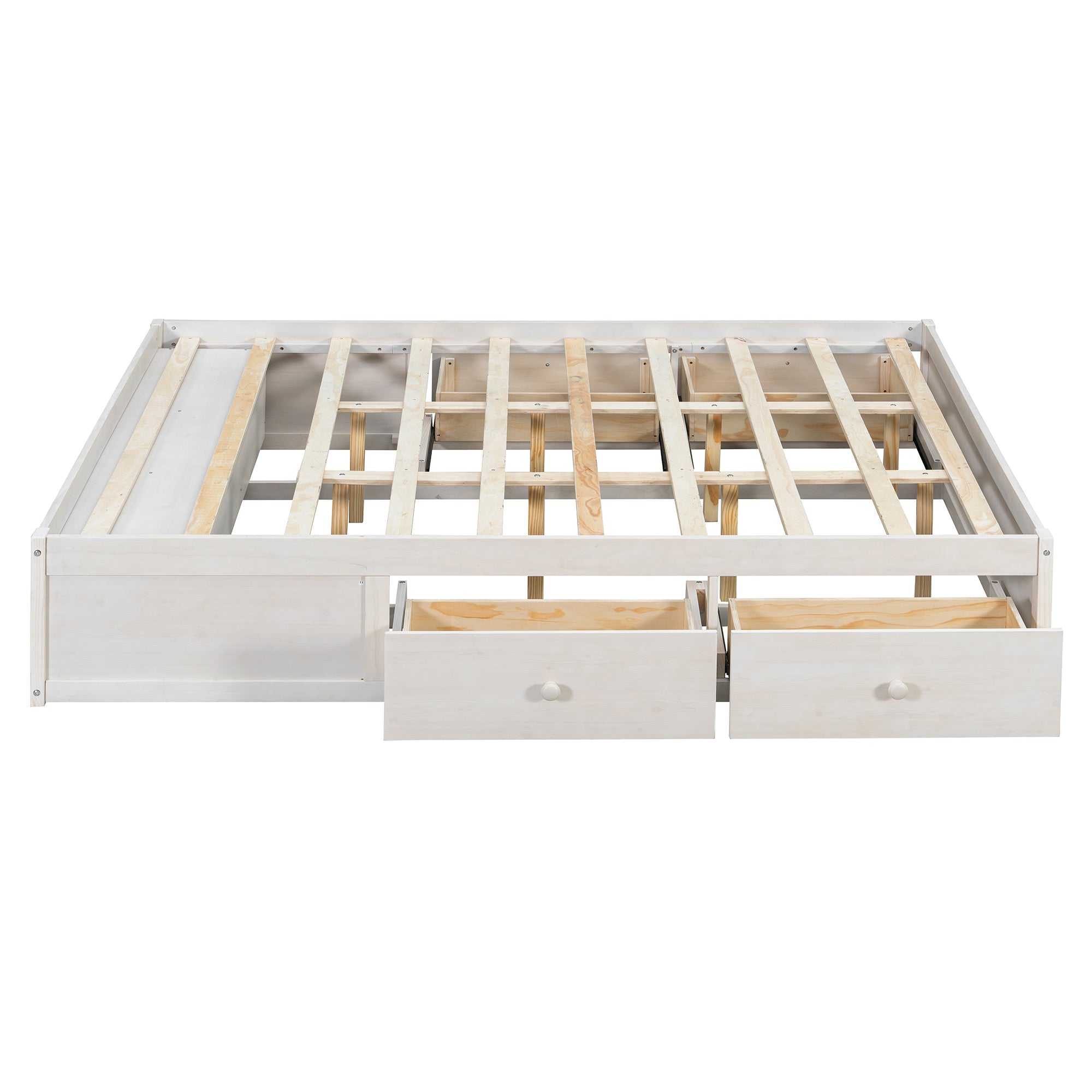 Platform Bed Frame with 4 Storage Drawers and Hydraulic Lift Footboard