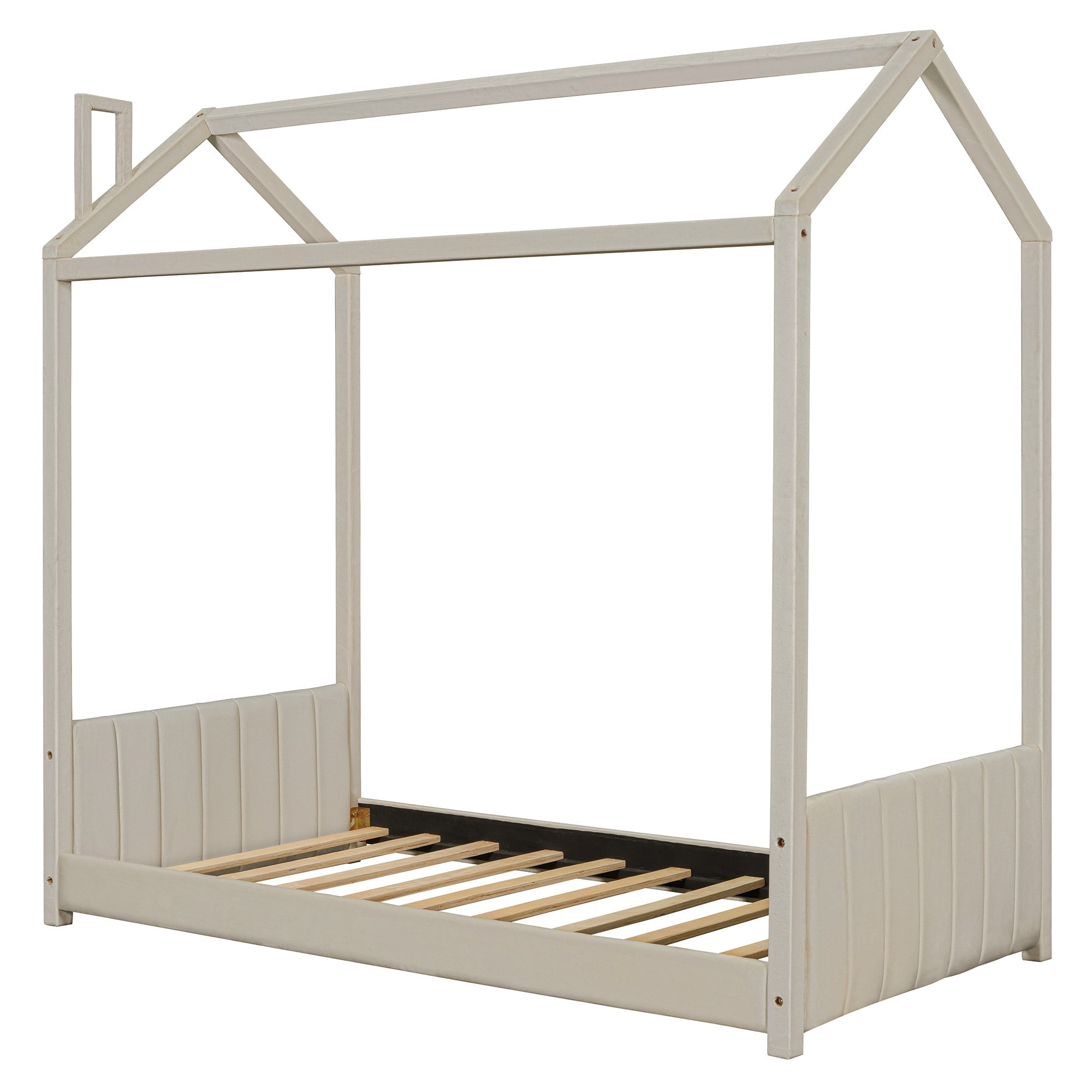 Twin Size Velvet House Bed Wood Bed