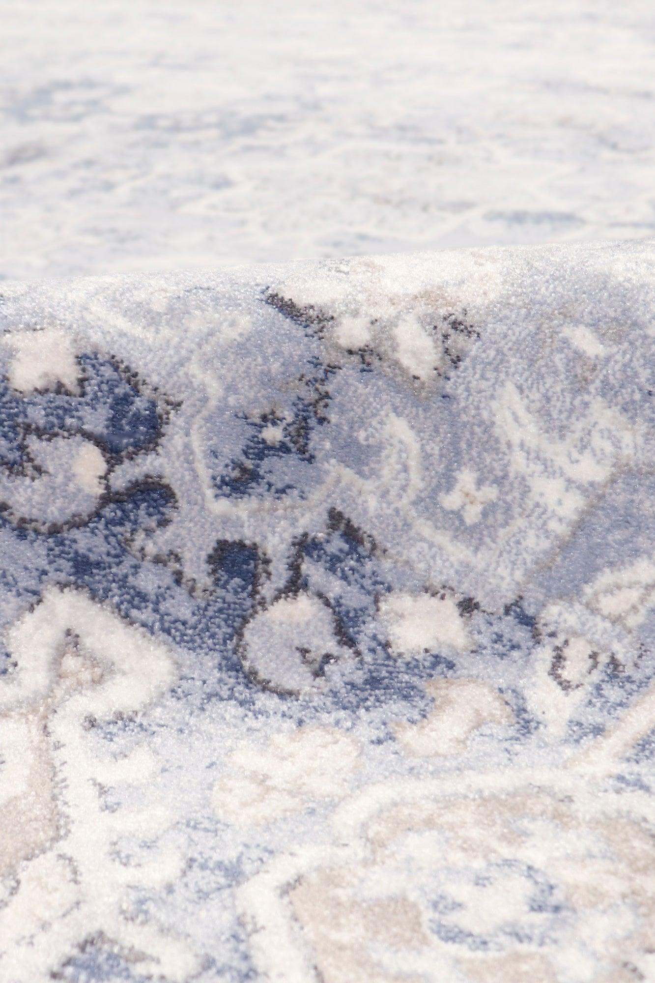 Close-up of a textured surface with blue and white patterns