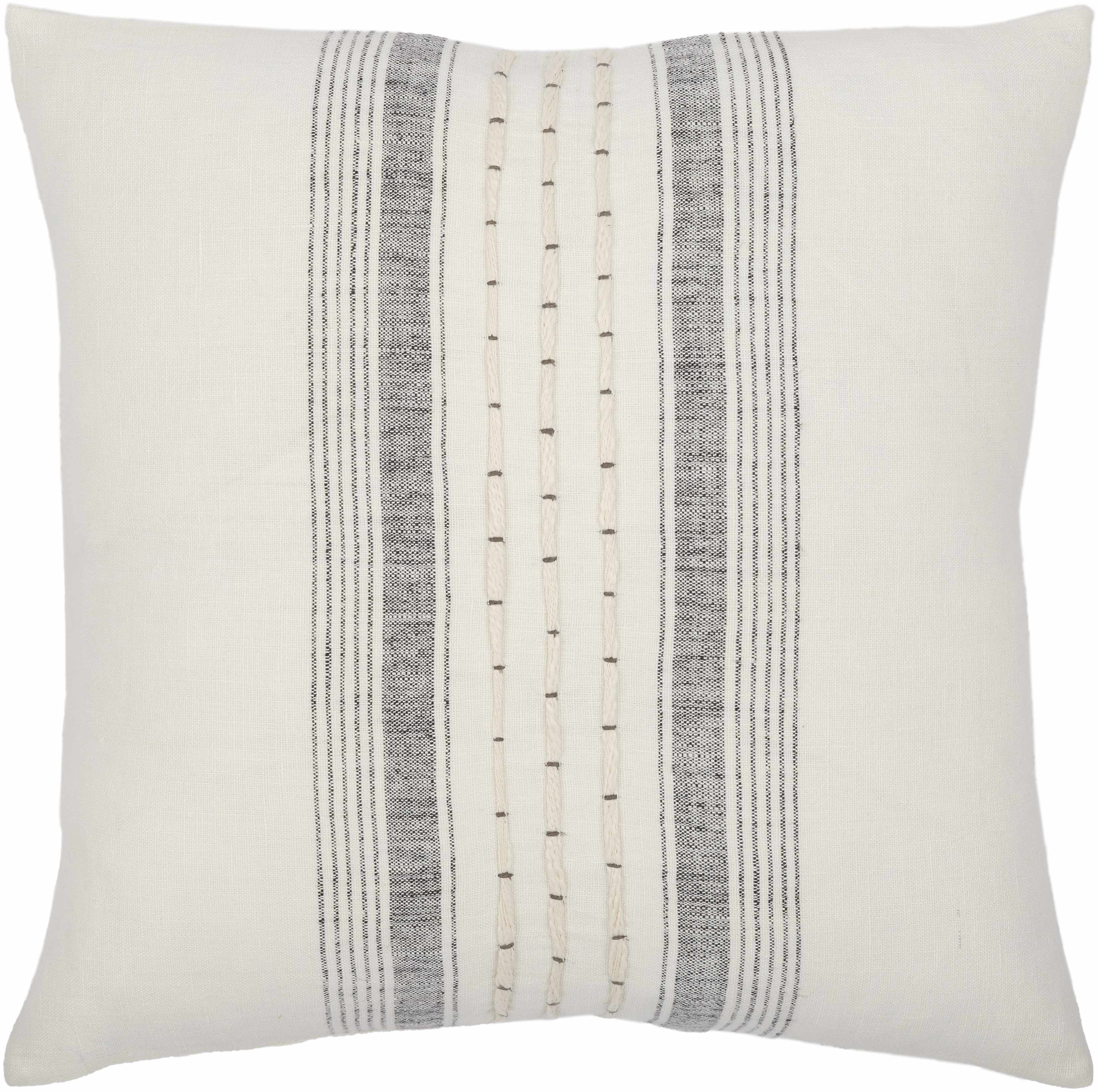 Decorative pillow with horizontal striped pattern on a white background