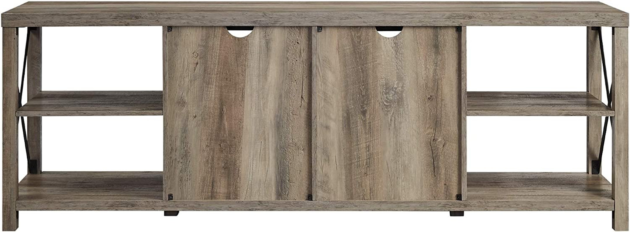Rustic Modern 70 Inch TV Console With Open Shelves