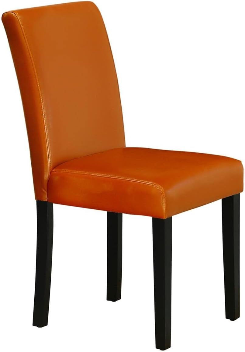Orange chair with black legs on a white background