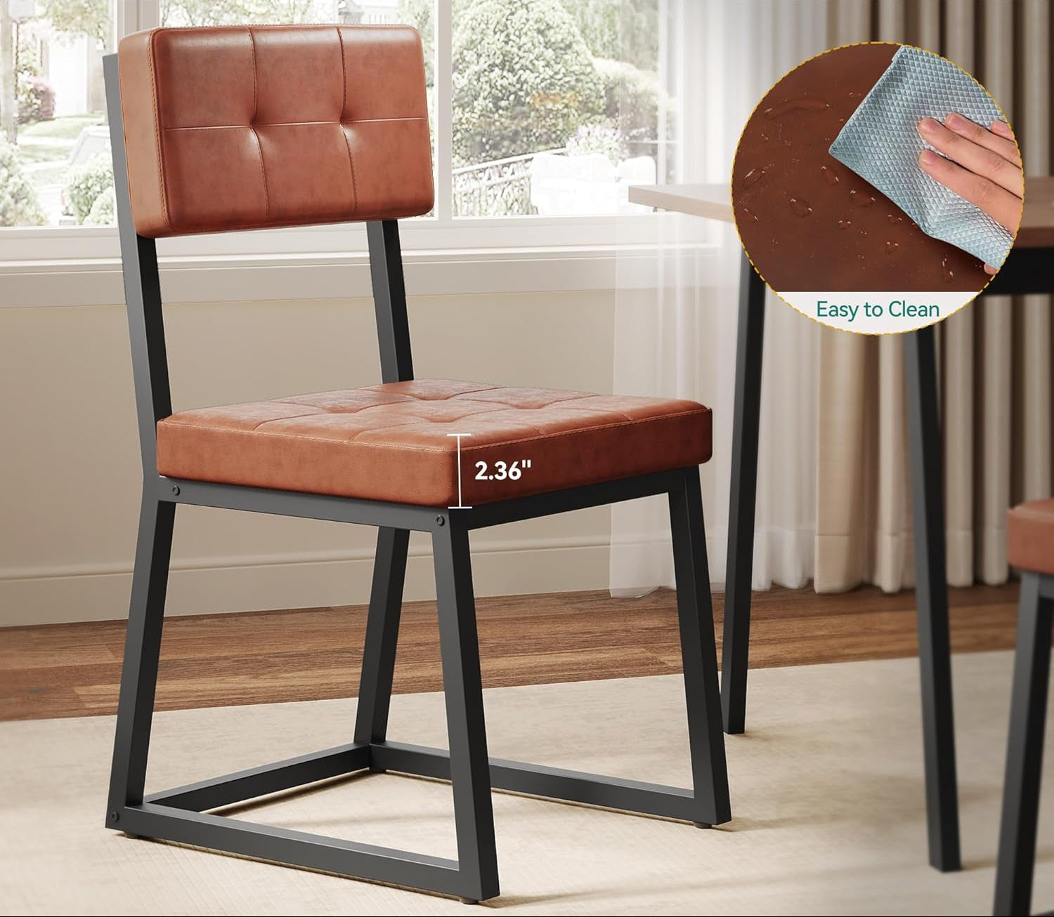 Brown padded chair with water-resistant cover in a room setting