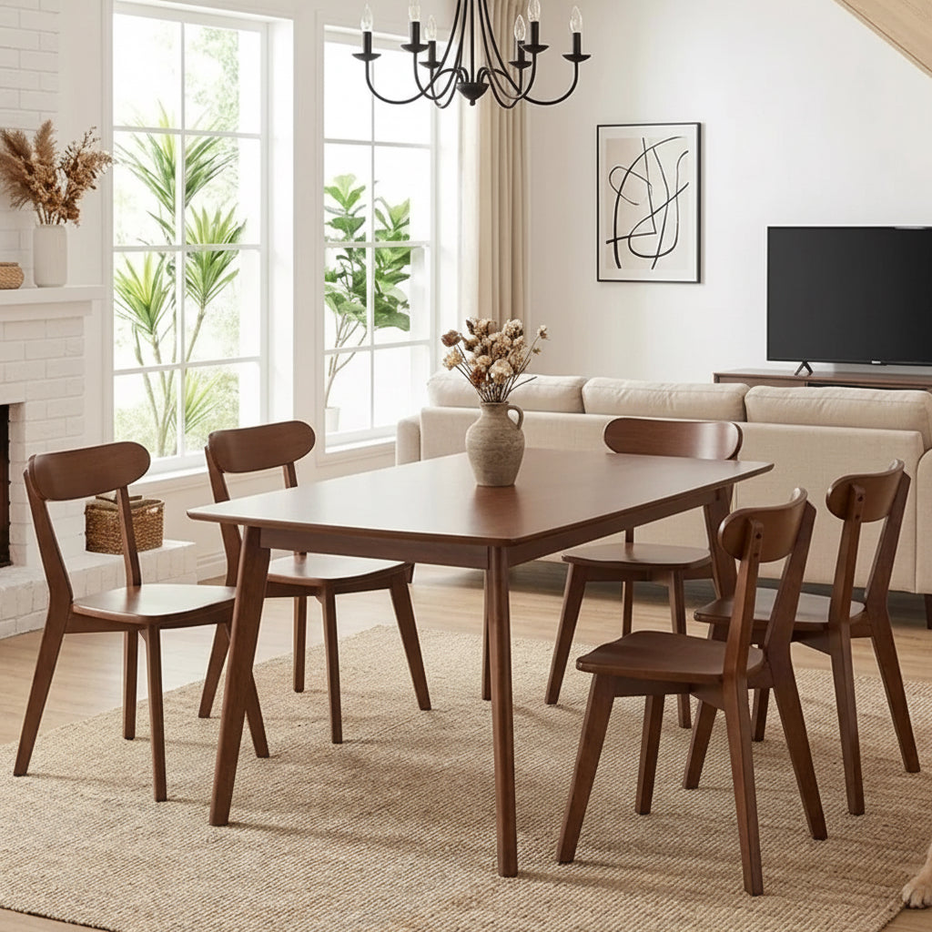 Hardy Haus Walnut Solid Wood Farmhouse Dining Chairs Collection (Set of 4)