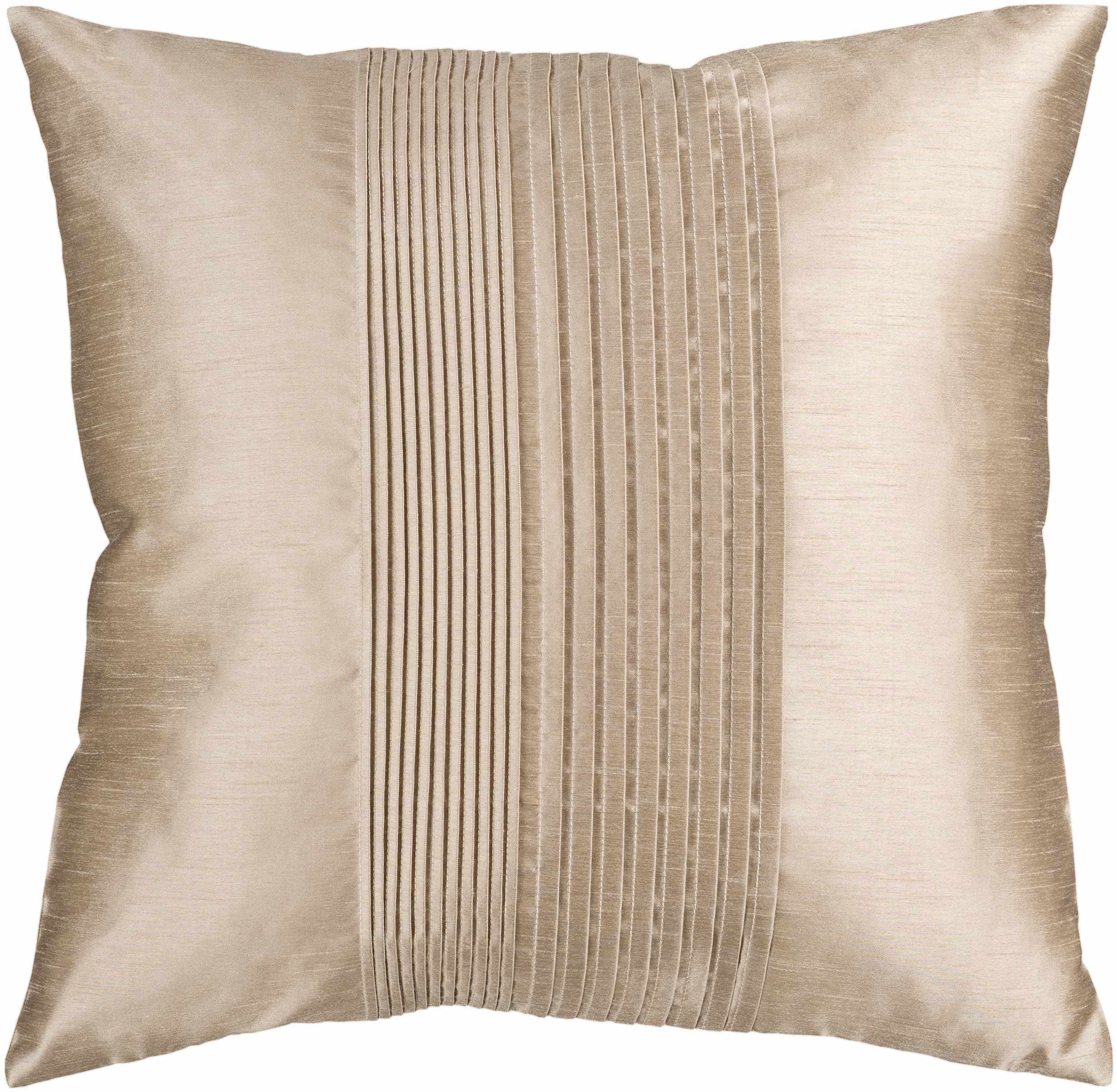 Beige pillow with pleated design on a white background