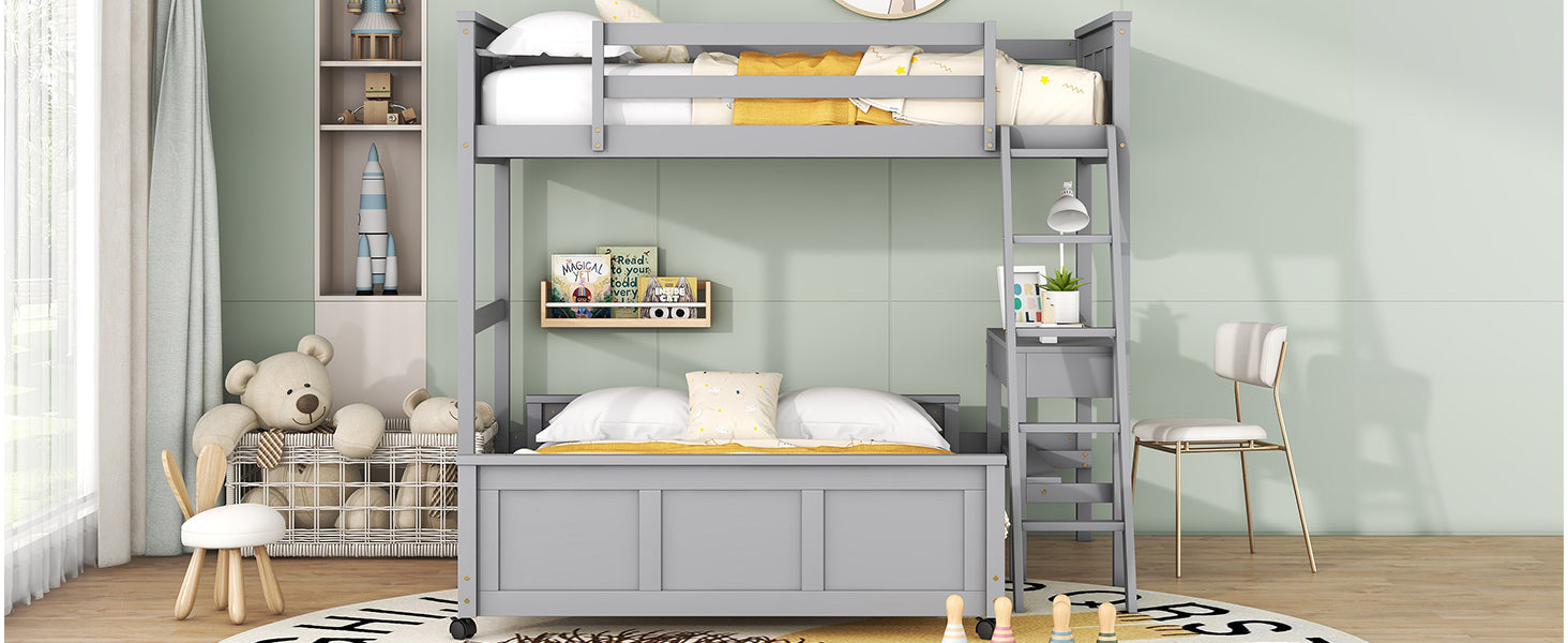 Twin Over Full Bunk Bed with Desk